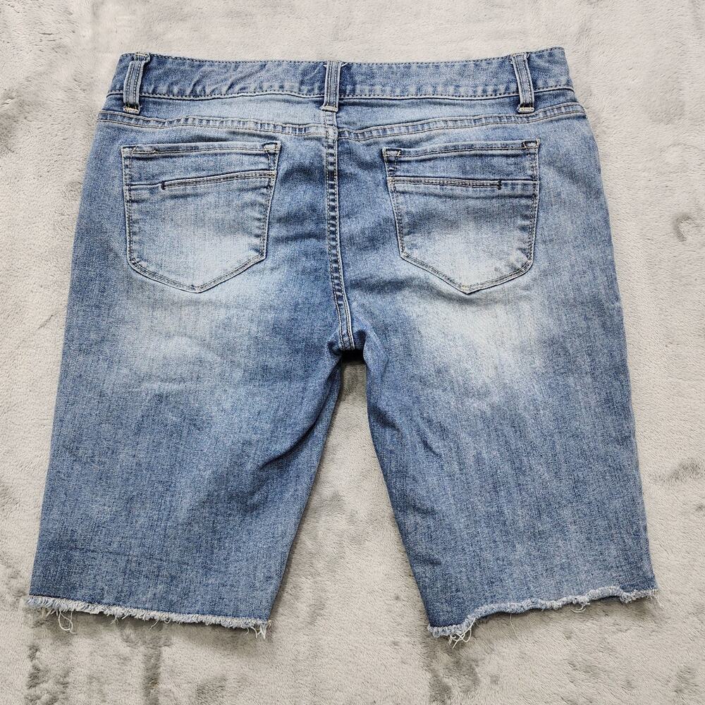 American Rag Shorts Womens 9 Juniors Blue Low Rise Cutoff Bermuda Stretch Denim - Picture 3 of 11